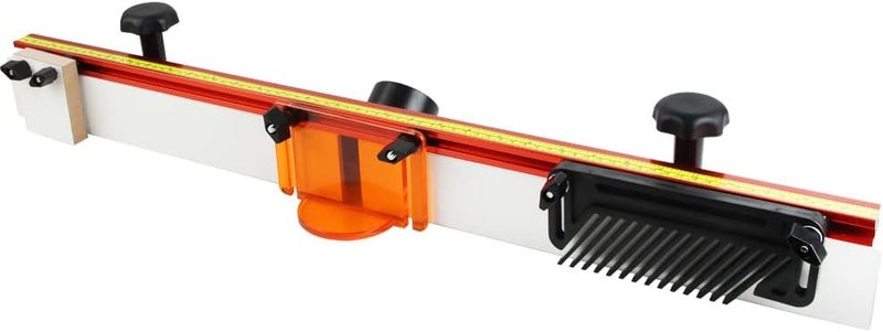 O'SKOOL 32 Inches Long Router Table Fence System with Feather Board, Bit Guard, Adjustable Stop and Dust Port - Image 1